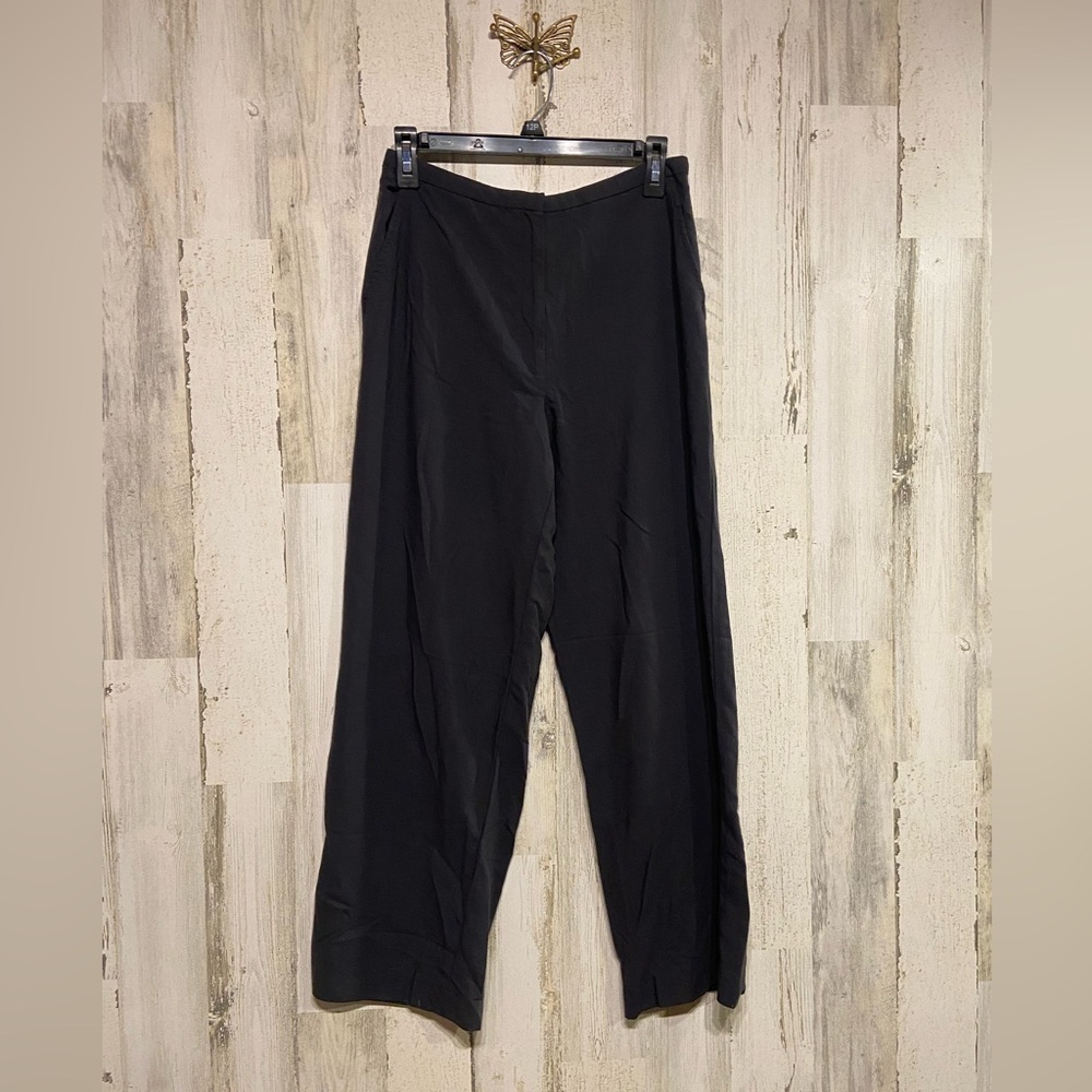 Eileen Fisher Black 100% Wool Wide Leg Pants Small